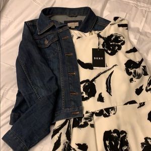 DKNY brushstroke floral asymmetrical hem dress